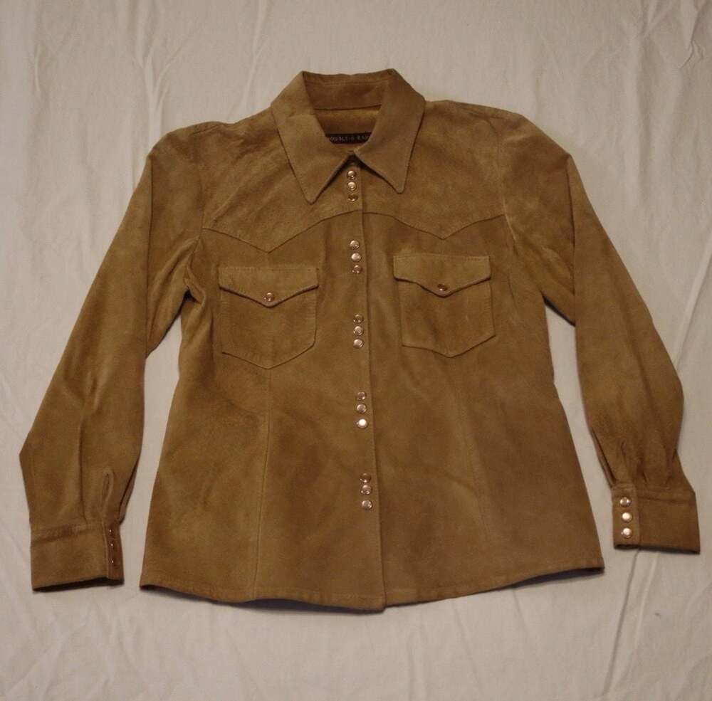 Double D Ranch Genuine Suede Leather Western Shirt Jacket
